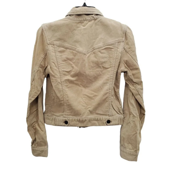 Abercrombie & Fitch Women's Vintage Tan Retro 70s Corduroy Zip Front Jacket‎ S - Picture 8 of 8